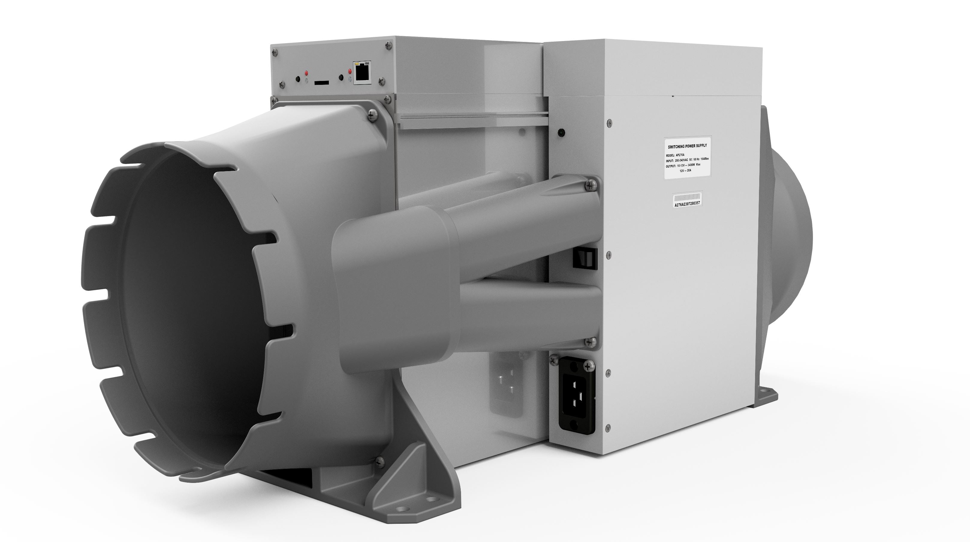 Cryptocurrency mining silencers for IceRiver brand miners.